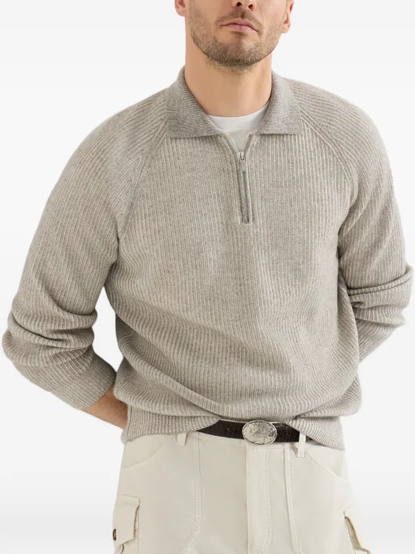 Brunello Cucinelli half-zip Sweater | Neutrals | FARFETCH