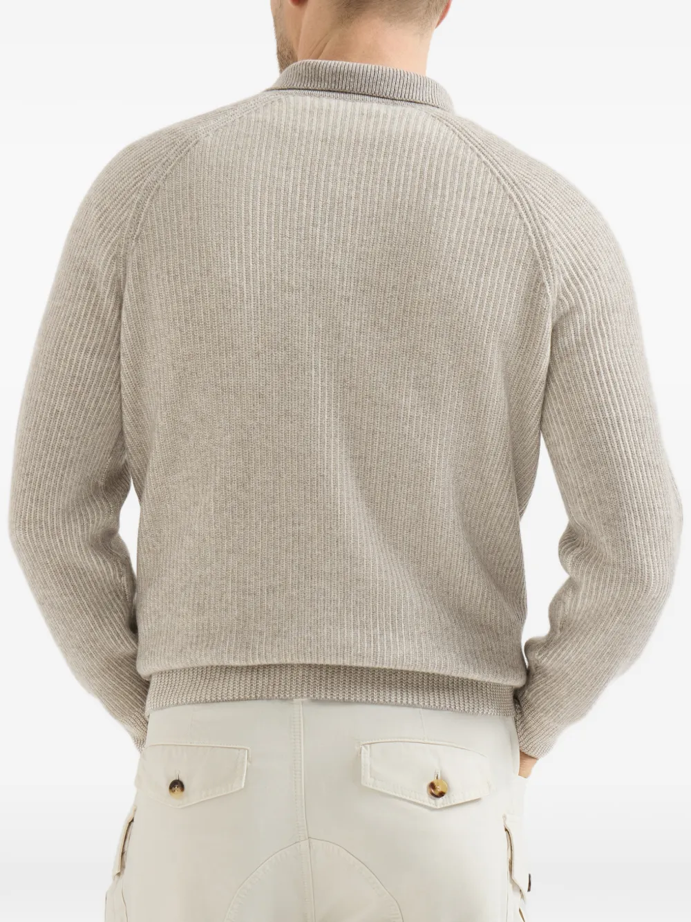 Brunello Cucinelli Trui met halve rits Beige