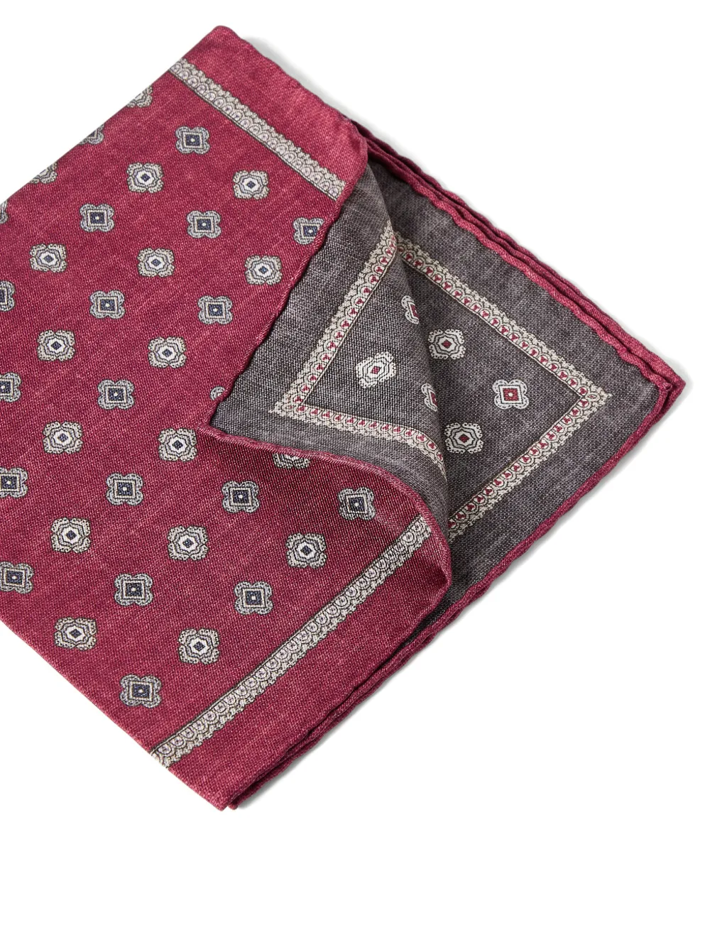 Brunello Cucinelli Zijden pochet met medaillon-design Rood