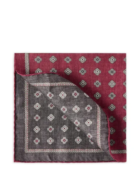 Brunello Cucinelli silk pocket square with medallion design