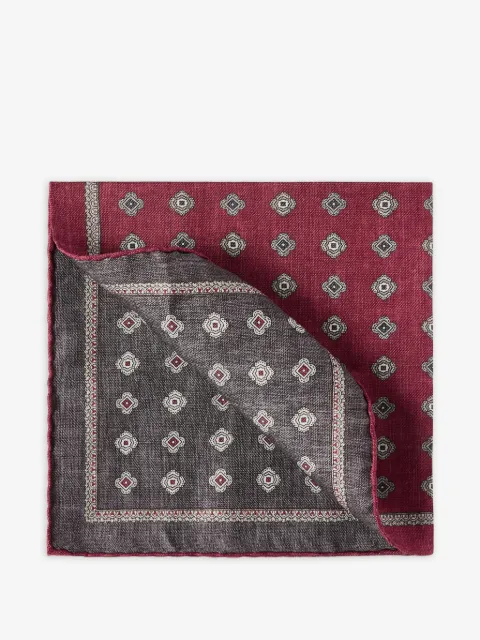 Brunello Cucinelli silk pocket square with medallion design