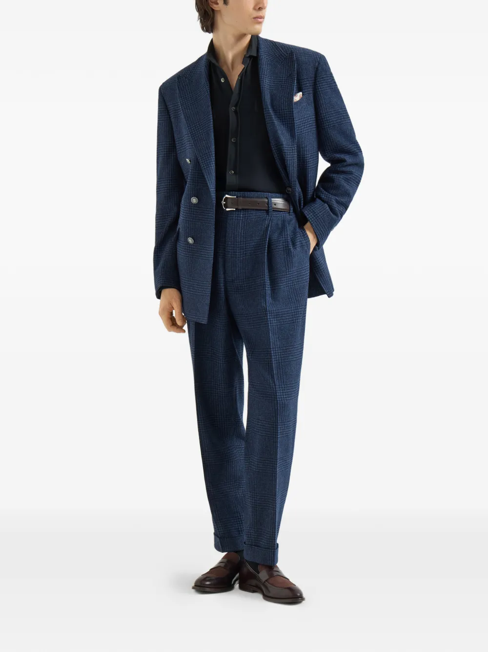 Brunello Cucinelli Western katoenen-piqué overhemd Blauw
