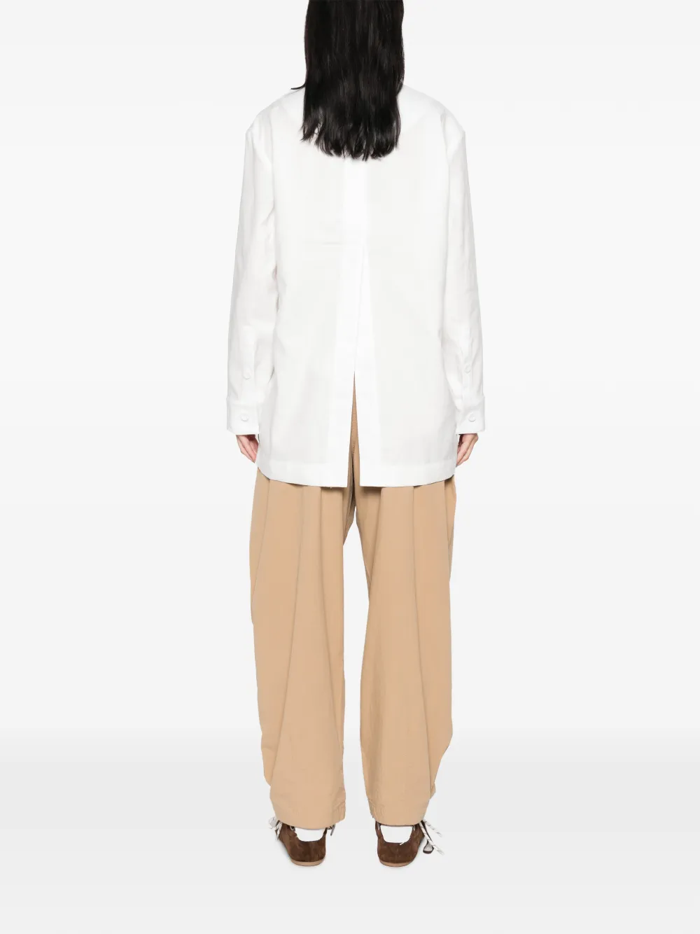 FENDI Blouse met logo-patch en ceintuur Wit