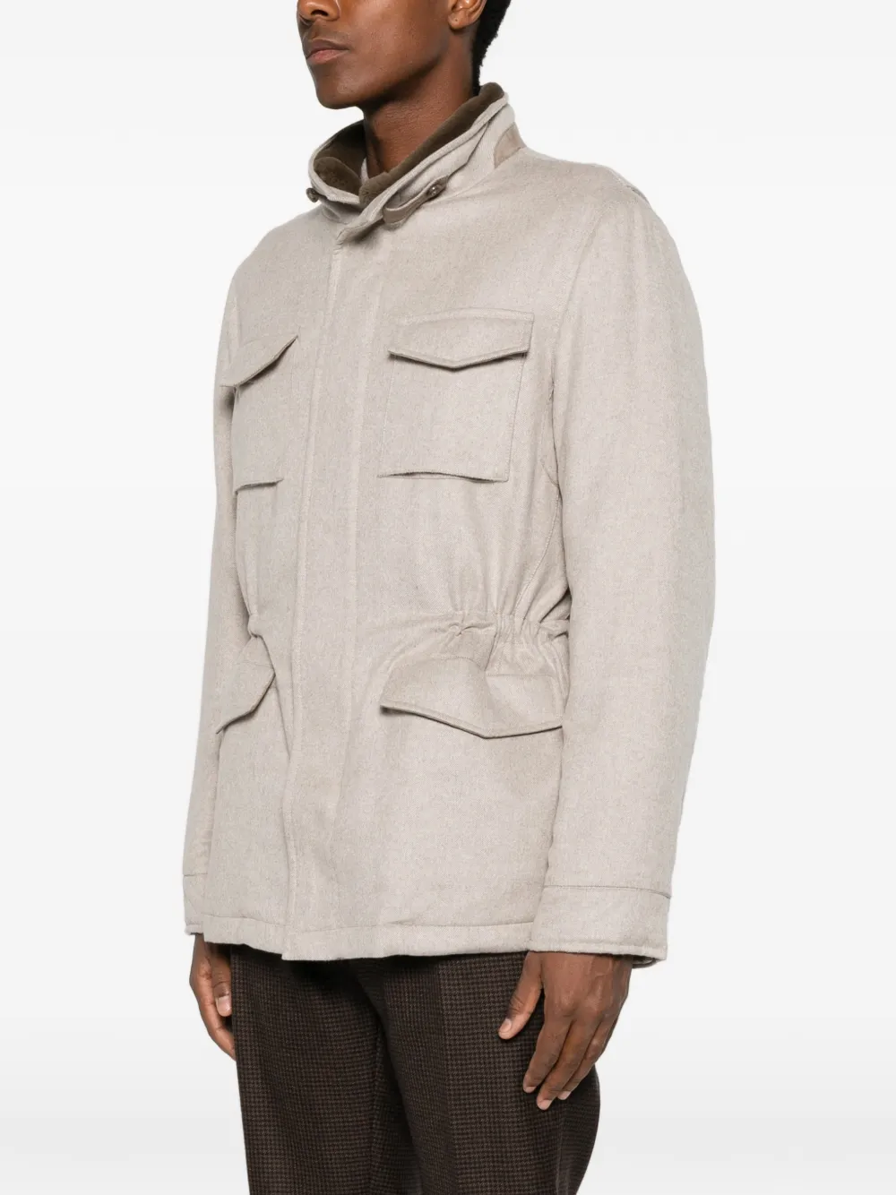 Barba Jack met vier zakken en hoge hals Beige