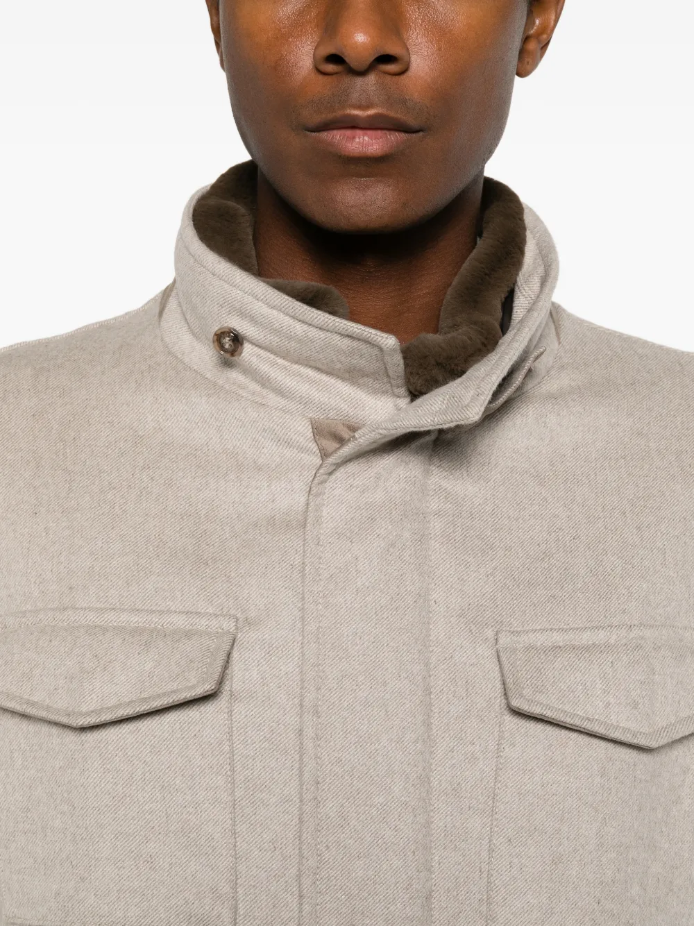 Barba Jack met vier zakken en hoge hals Beige