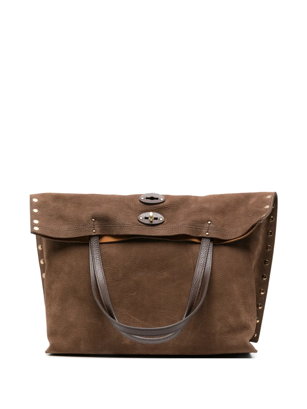 Zanellato medium A'Spasso stud-embellished leather shoulder bag - Braun