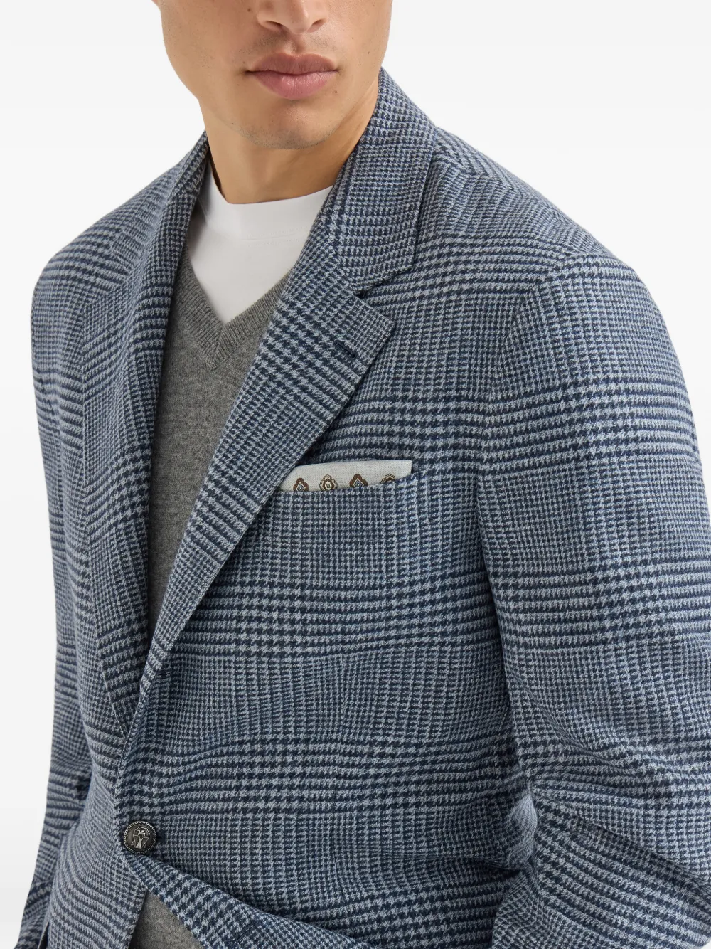 Brunello Cucinelli Zijden pochet met medaillon design Blauw