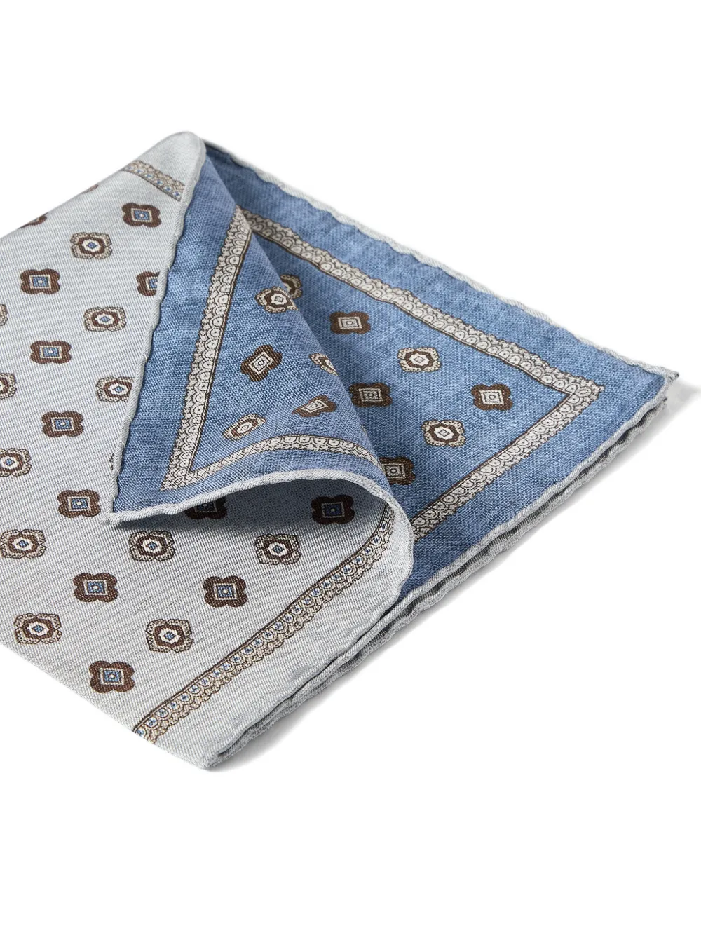 Brunello Cucinelli Zijden pochet met medaillon design Blauw