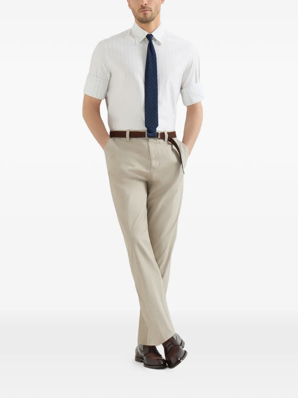 Brunello Cucinelli Katoenen gabardine broek met geverfd effect Beige