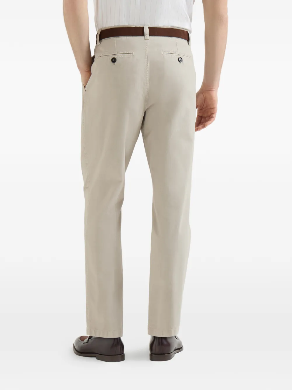 Brunello Cucinelli Katoenen gabardine broek met geverfd effect Beige