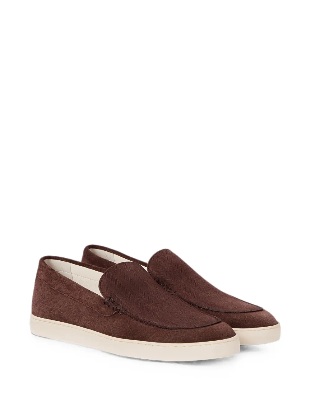Brunello Cucinelli Chevron-effect suede loafer sneakers Bruin
