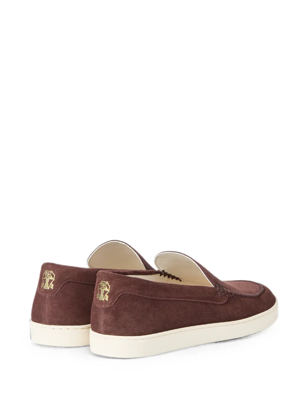 Brunello Cucinelli Chevron-effect suede loafer sneakers Bruin