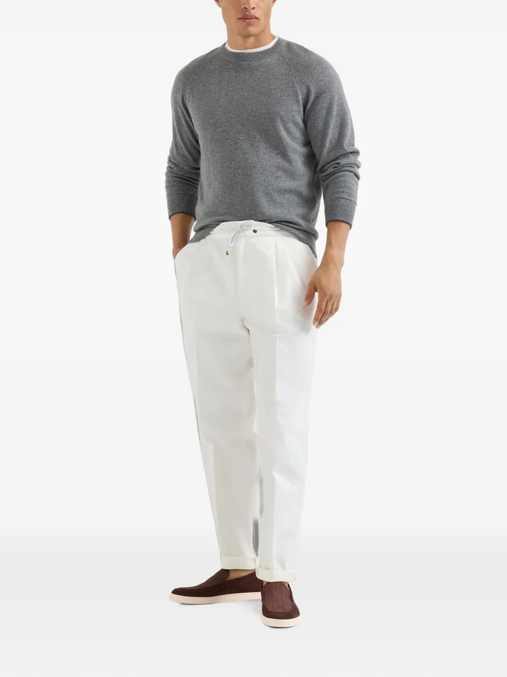 Brunello Cucinelli Chevron-effect suede loafer sneakers Bruin