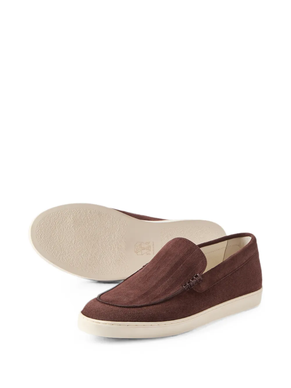 Brunello Cucinelli Chevron-effect suede loafer sneakers Bruin