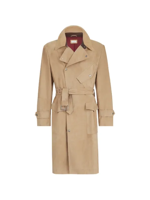 Brunello Cucinelli suede motorcyle-trench with nappa-leather inserts