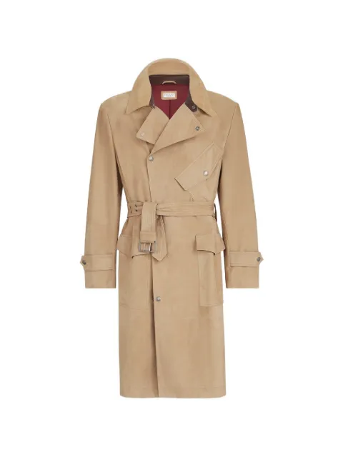 Brunello Cucinelli suede motorcyle-trench with nappa-leather inserts