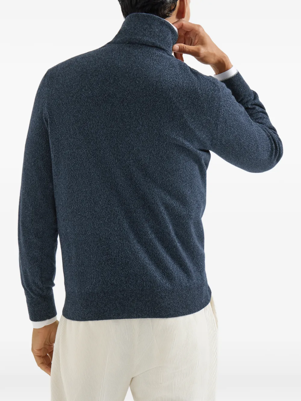 Brunello Cucinelli Mouliné kasjmier coltrui Blauw