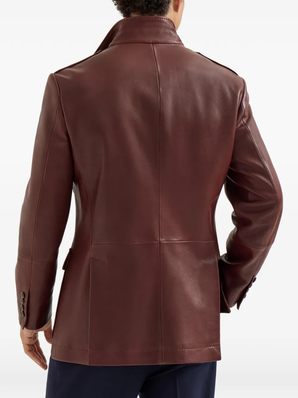 Brunello Cucinelli Blazer van nappaleer met functionele details Rood