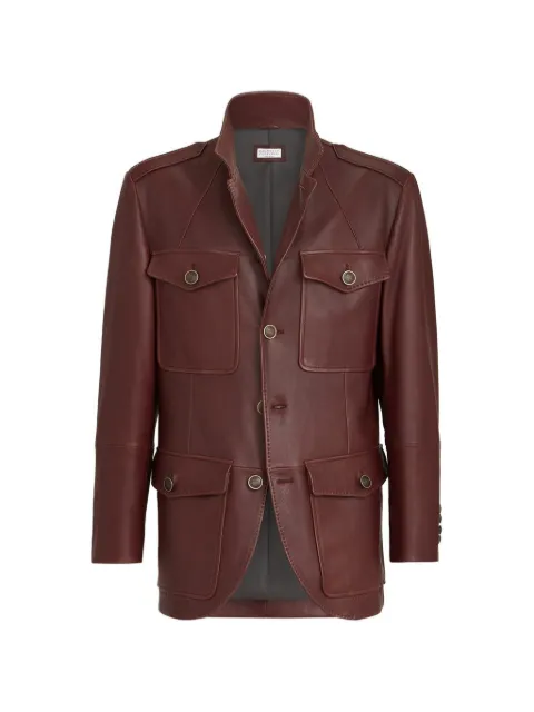 Brunello Cucinelli polished nappa leather utility blazer