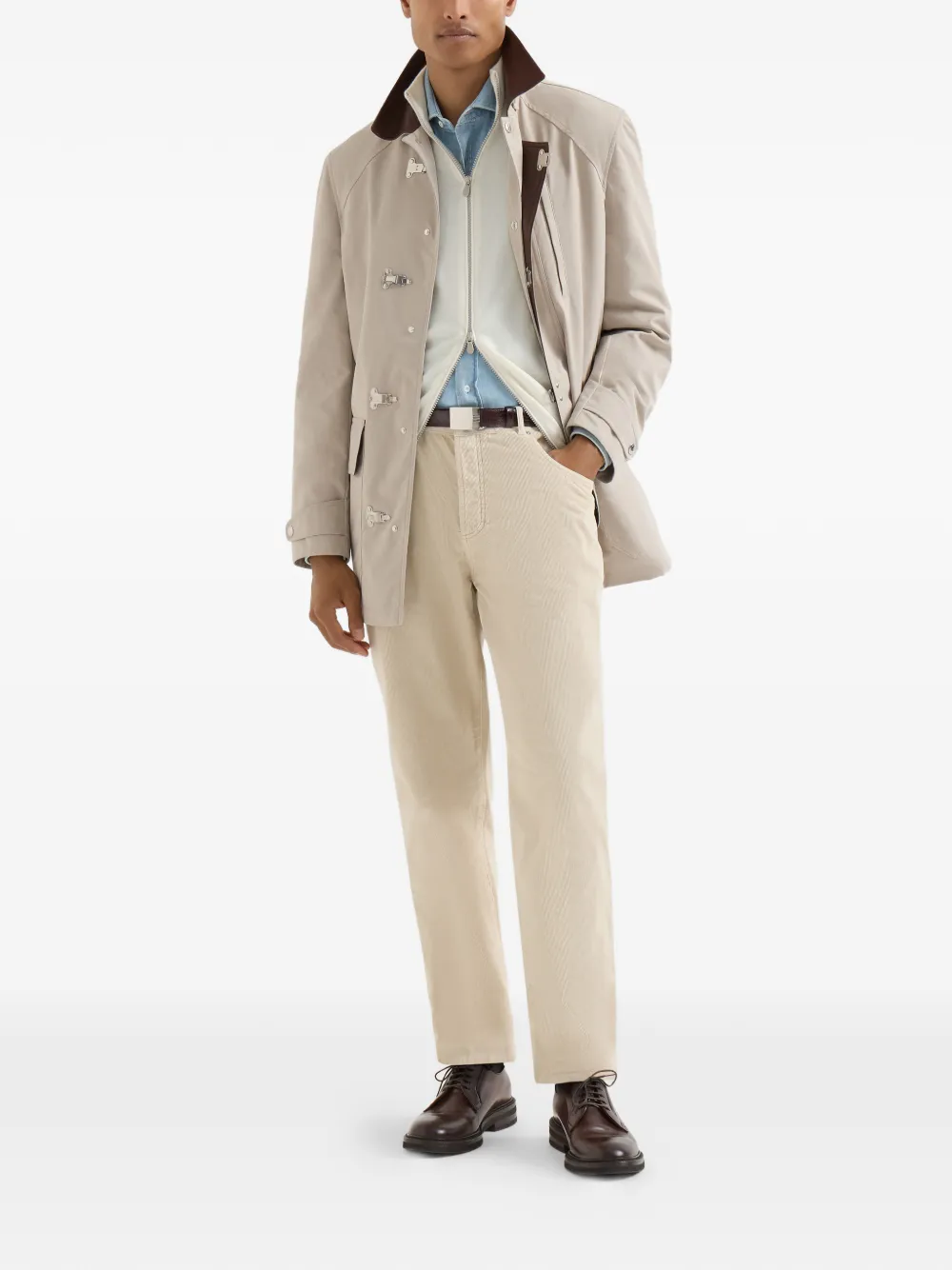 Brunello Cucinelli Ribfluwelen katoenen broek met geverfd effect Beige