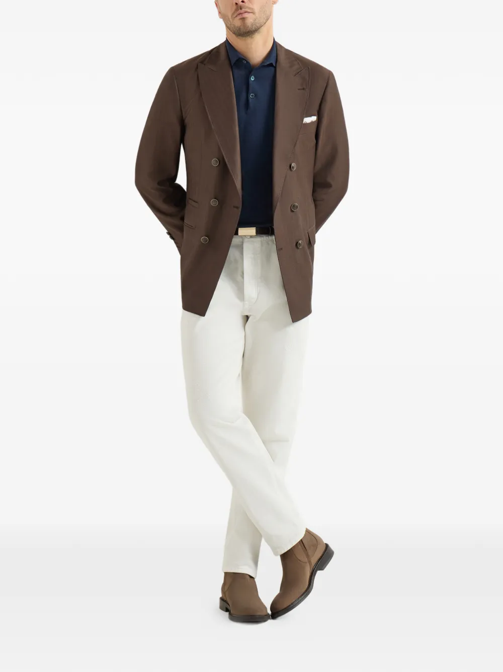 Brunello Cucinelli Lichtgewicht gebreid poloshirt Blauw