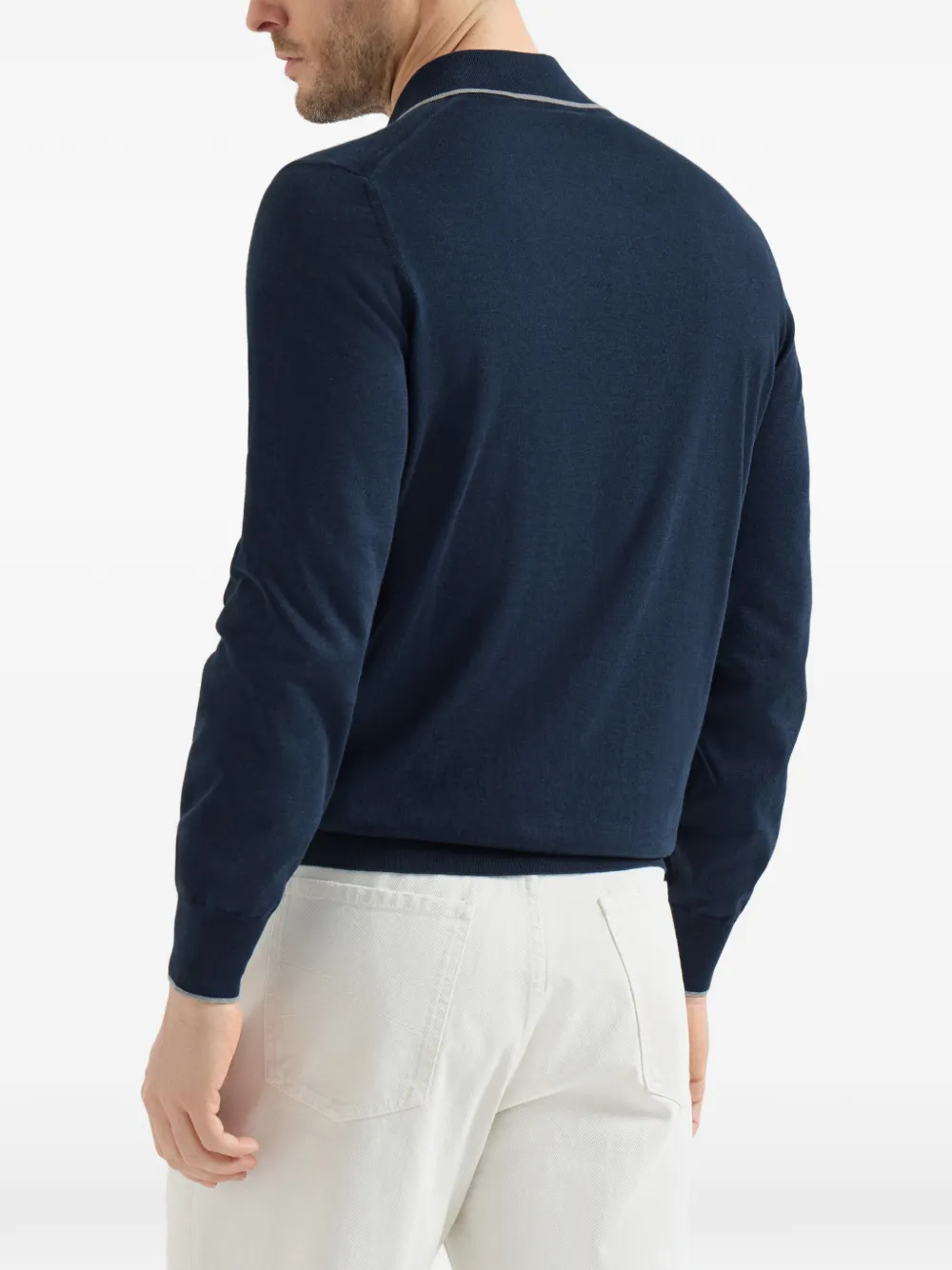 Brunello Cucinelli Lichtgewicht gebreid poloshirt Blauw