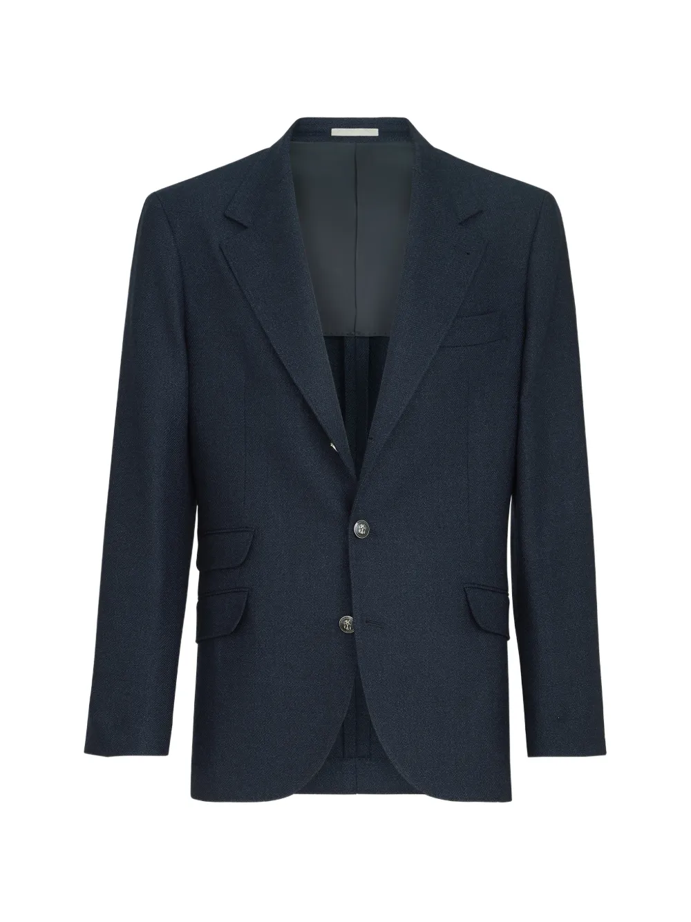 Brunello Cucinelli mouliné virgin-wool twill deconstructed Cavallo blazer with metal buttons - Blu