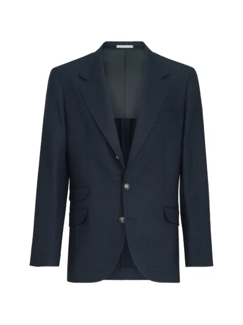 Brunello Cucinelli mouliné virgin-wool twill deconstructed Cavallo blazer with metal buttons