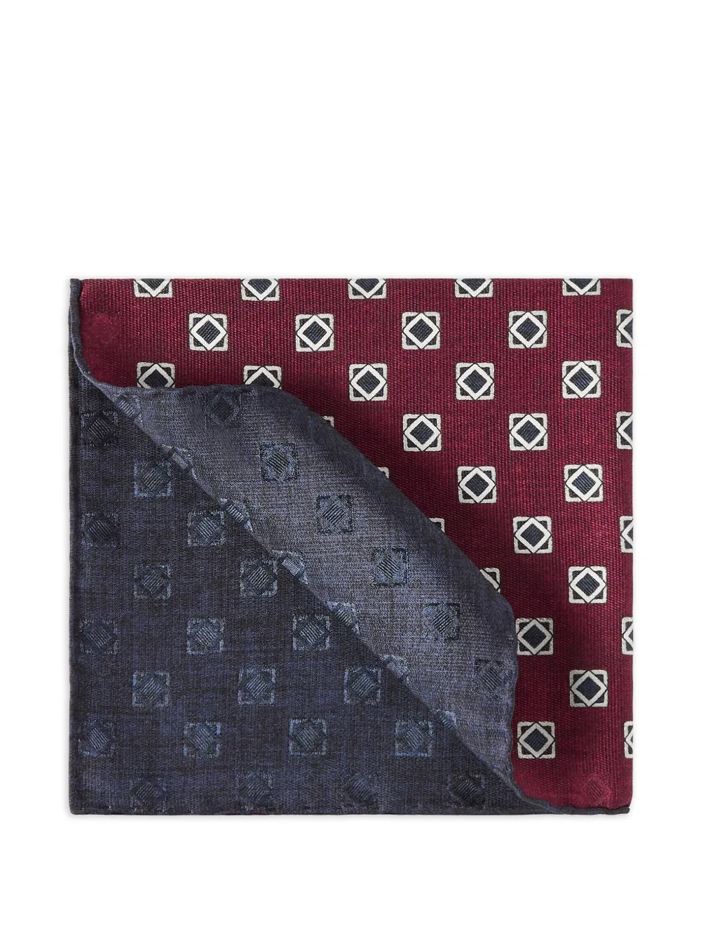Brunello Cucinelli silk geometric-pattern pocket square - Rosso
