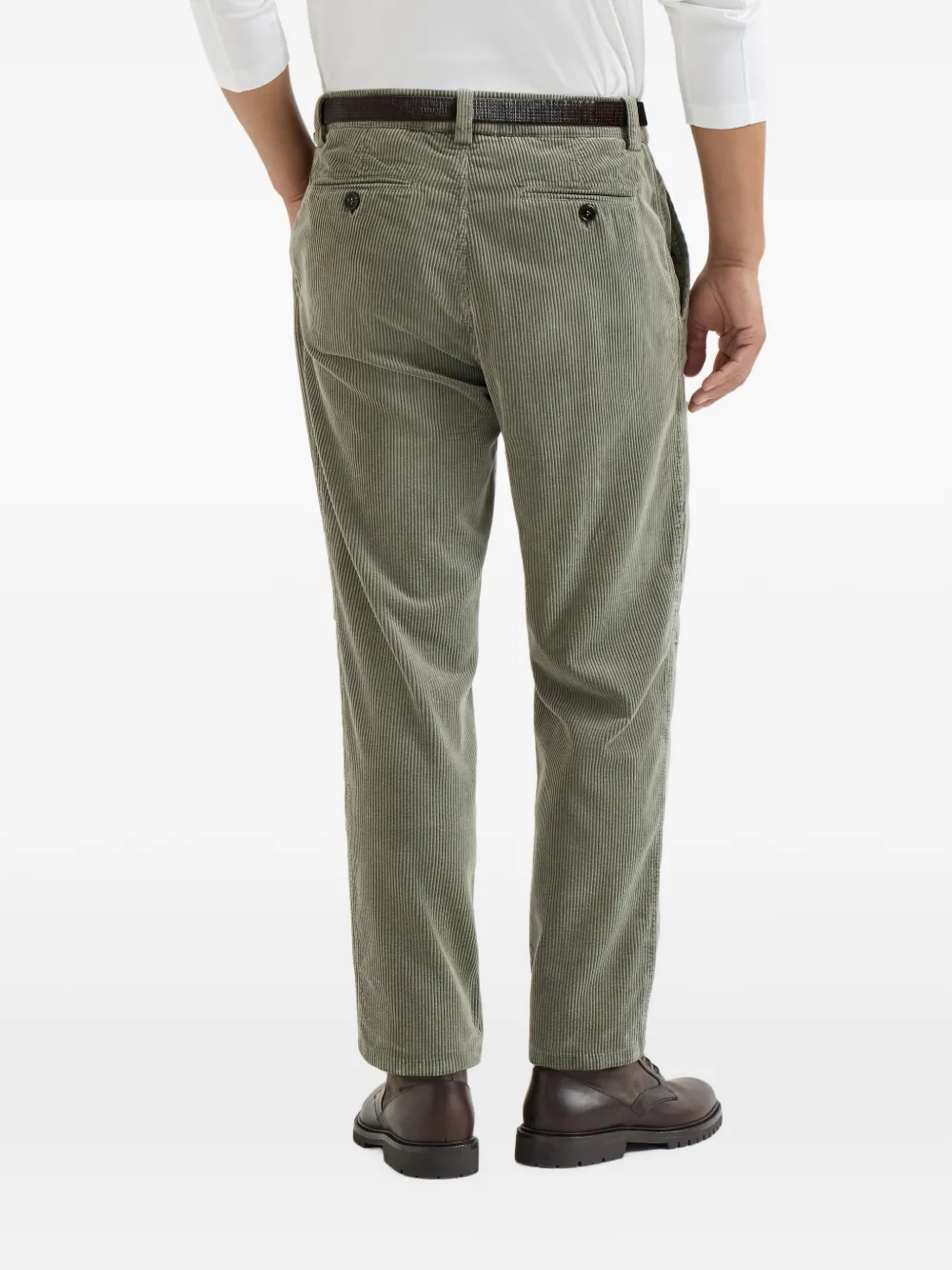 Brunello Cucinelli garment-dyed corduroy trousers Groen