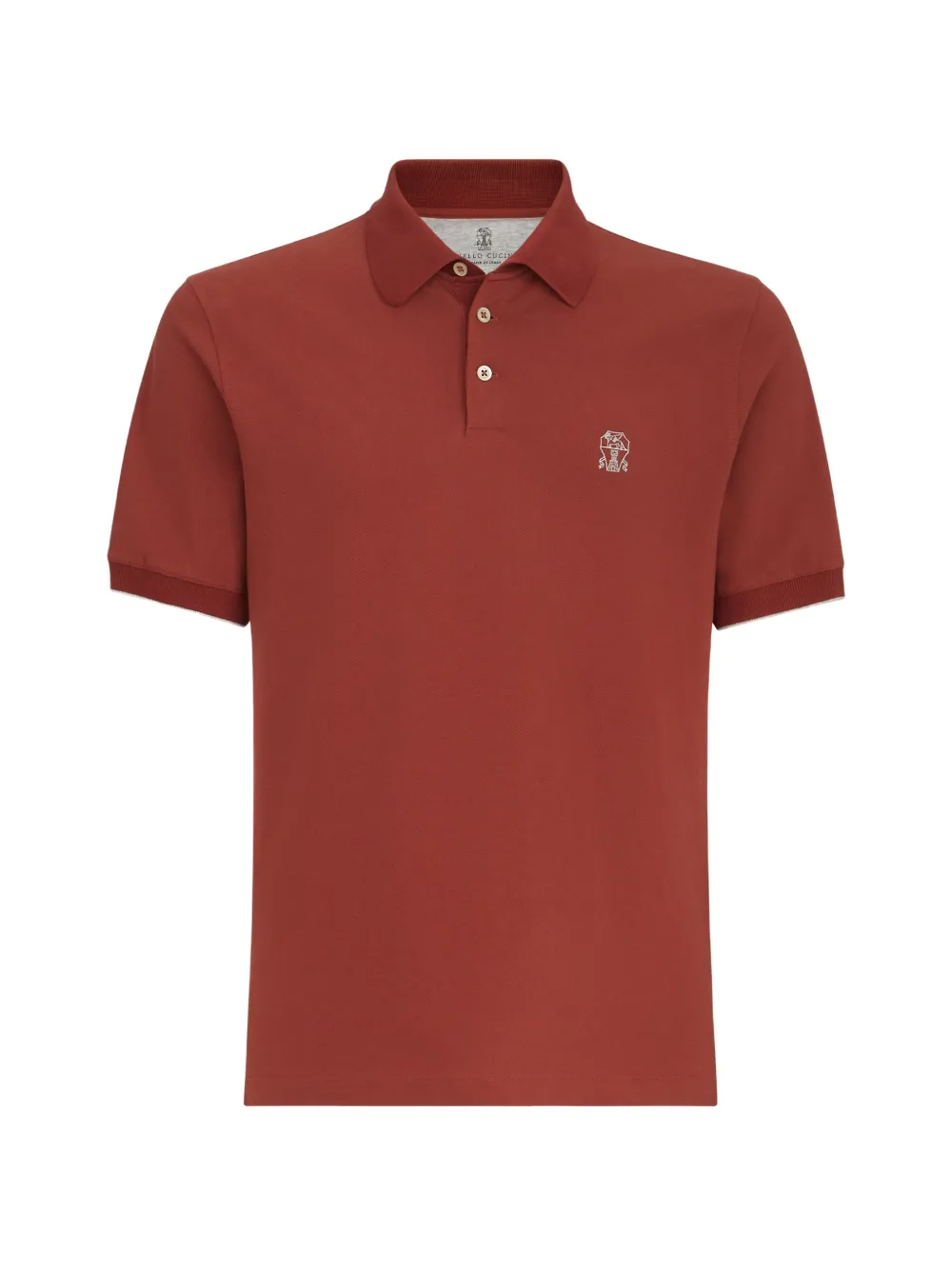 Brunello Cucinelli cotton-piqué polo shirt with logo - Arancione