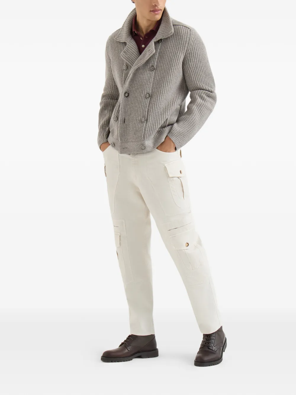 Brunello Cucinelli Piqué katoenen poloshirt met logo Rood