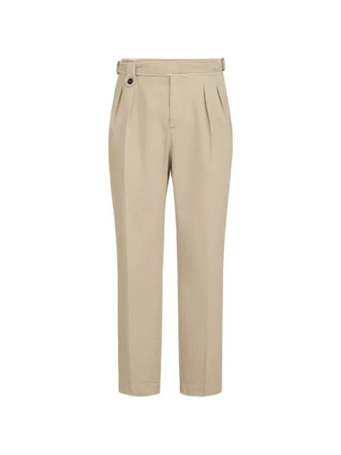 Brunello Cucinelli cotton Chevron trousers with double pleats and waist tabs