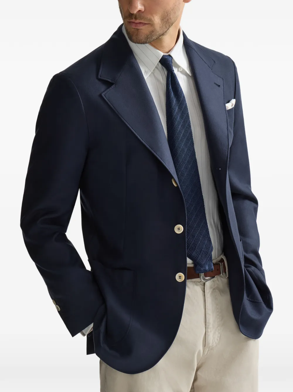 Brunello Cucinelli Batavia gedeconstrueerde blazer met opgestikte zakken Blauw