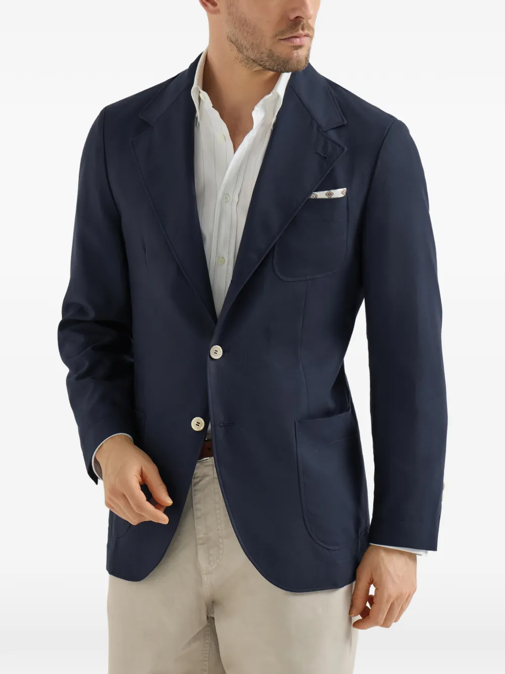 Brunello Cucinelli Batavia gedeconstrueerde blazer met opgestikte zakken Blauw