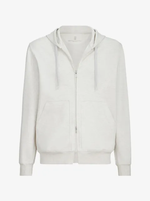 Brunello Cucinelli 테크노 코튼 프렌치 테리 더블 클로스 후드 지퍼 스웨트셔츠