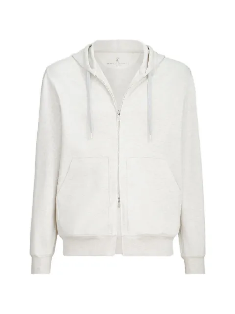 Brunello Cucinelli techno cotton French terry double cloth hooded sweatshirt with zipper