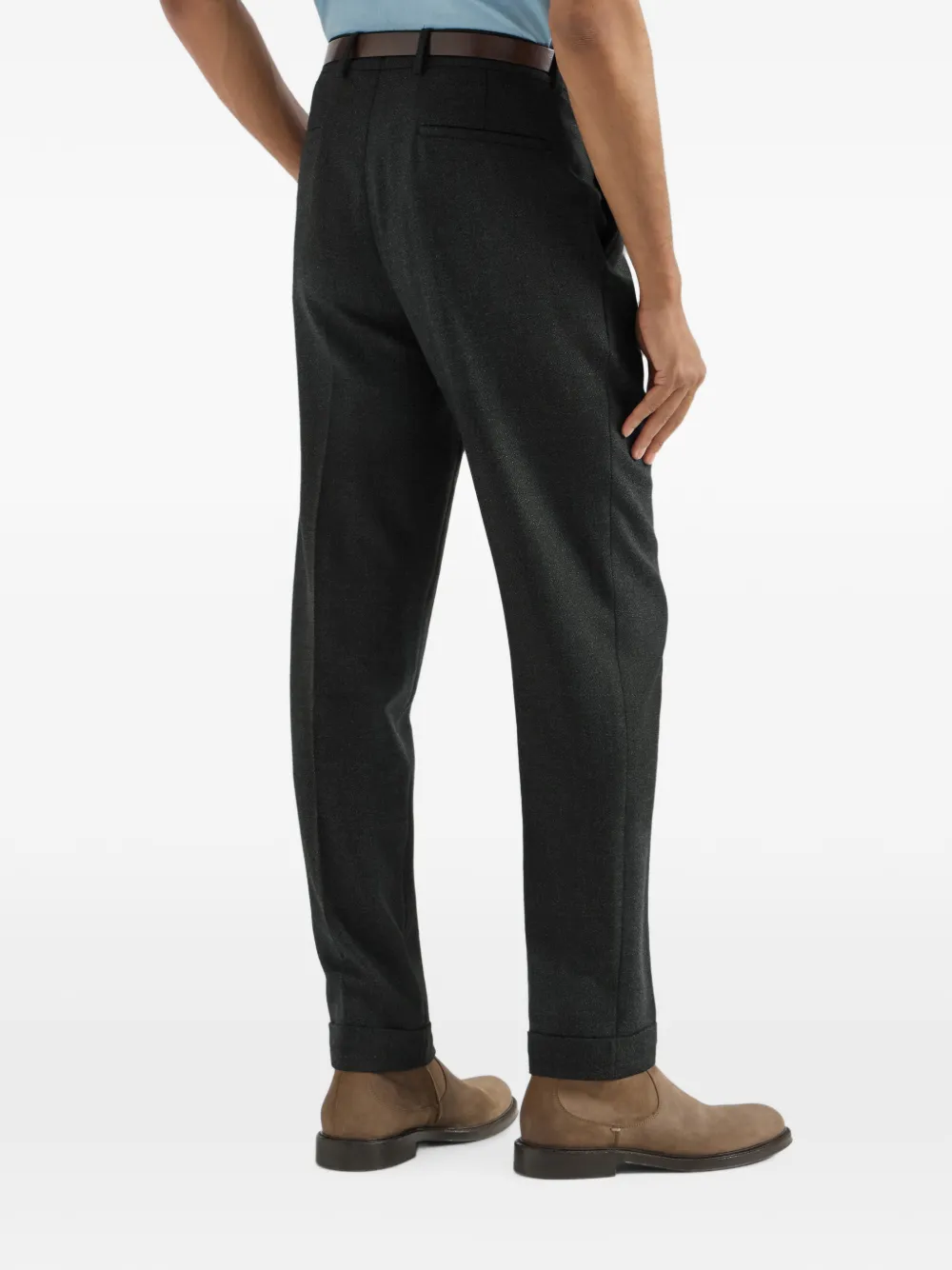 Brunello Cucinelli Mouliné twill plooibroek van scheerwol Grijs