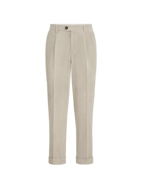 Brunello Cucinelli pantalon teint en pièce en coton velours côtelé avec plis