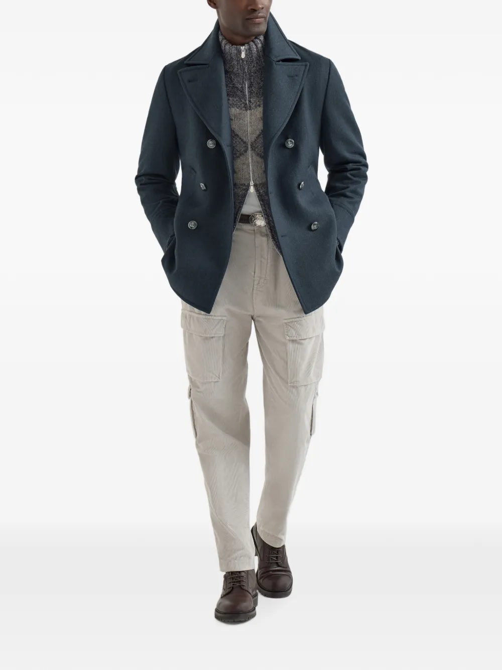 Brunello Cucinelli Kabelgebreid intarsia vest Grijs