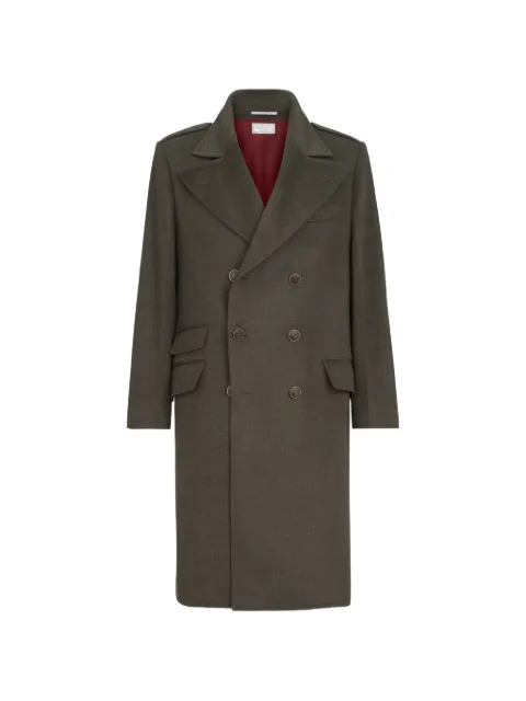 Brunello Cucinelli lightweight virgin-wool cloth one-and-a half breasted coat with peak-lapels