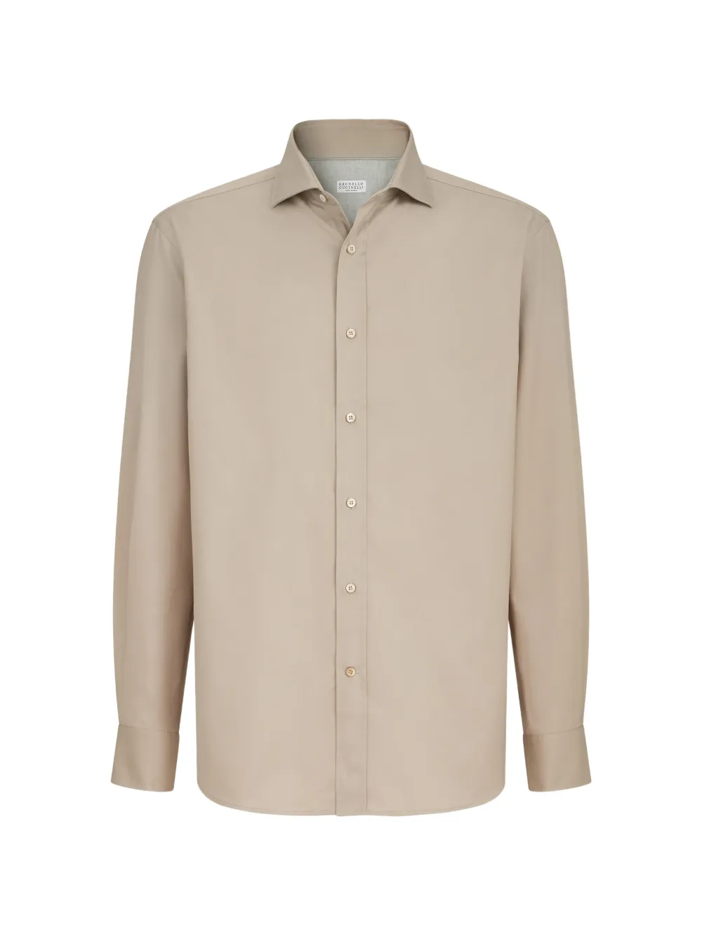Brunello Cucinelli garment-dyed twill shirt with spread collar