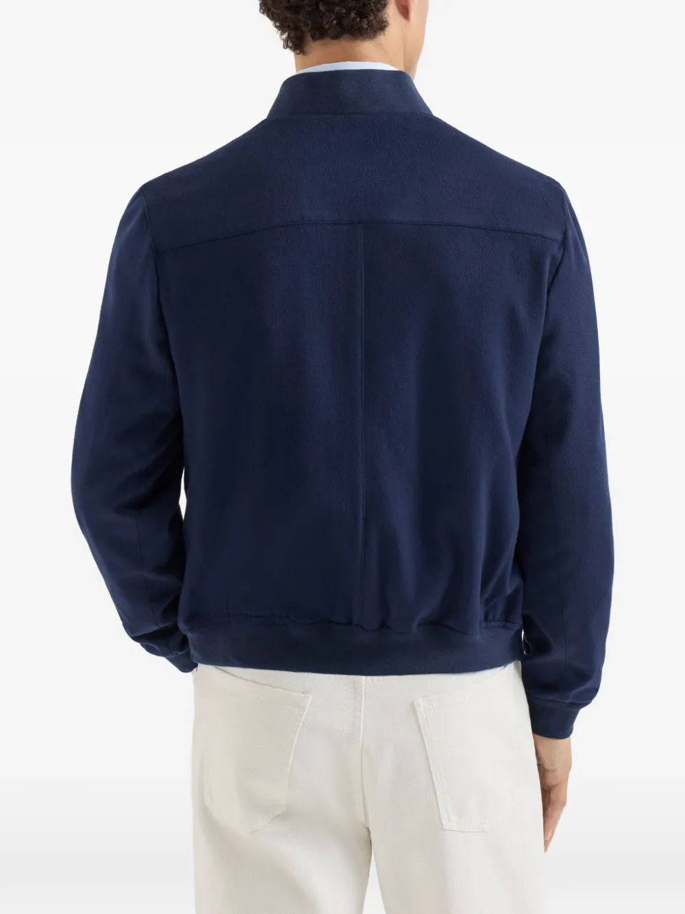 Brunello Cucinelli Lichtgewicht kasjmier flanellen bomberjack Blauw