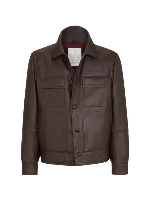 Brunello Cucinelli nappa leather outerwear jacket with Thermore® padding