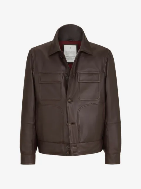 Brunello Cucinelli nappa leather outerwear jacket with Thermore® padding