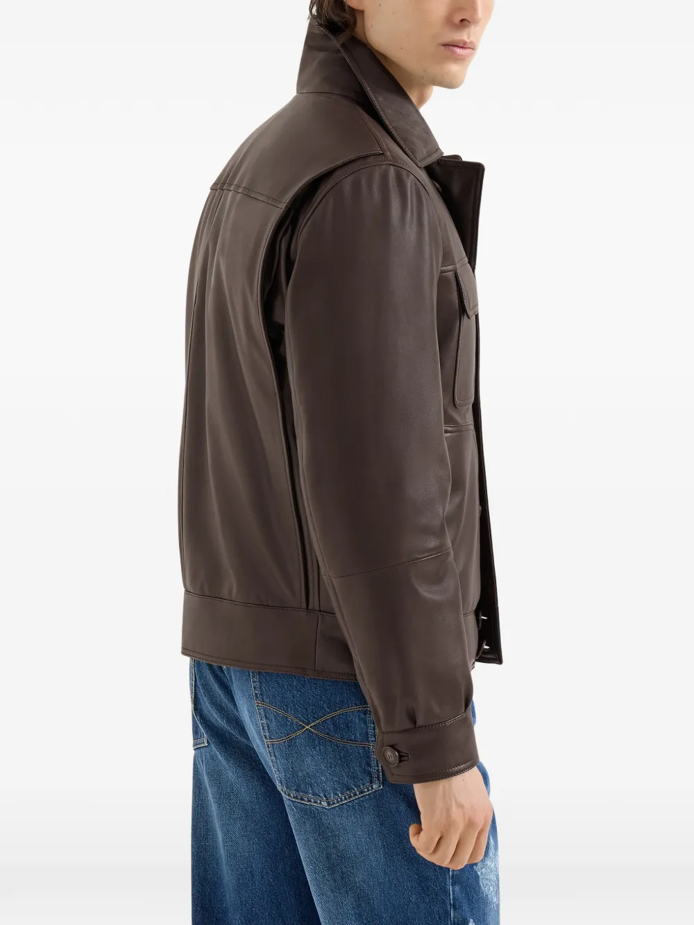 Brunello Cucinelli Nappa leren jack met Thermore vulling Bruin