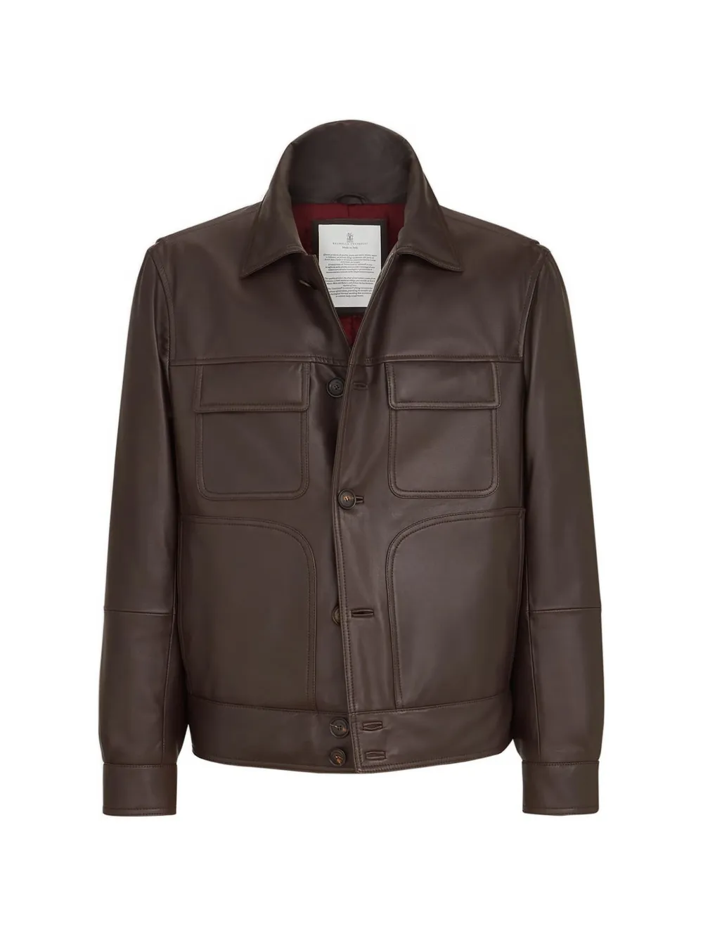 Brunello Cucinelli nappa leather outerwear jacket with Thermore® padding - Marrone