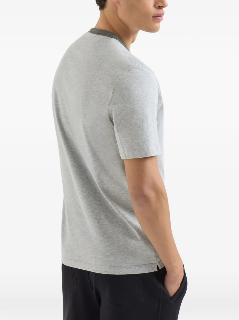 Brunello Cucinelli Jersey katoenen T-shirt met ronde hals en print Grijs
