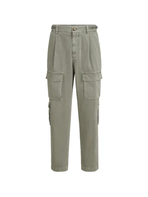 Brunello Cucinelli cotton chevron trousers with cargo pockets and waist tabs