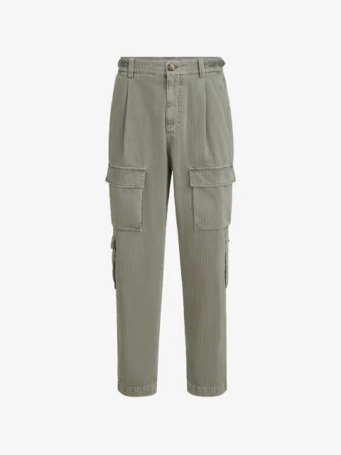 Brunello Cucinelli cotton chevron trousers with cargo pockets and waist tabs